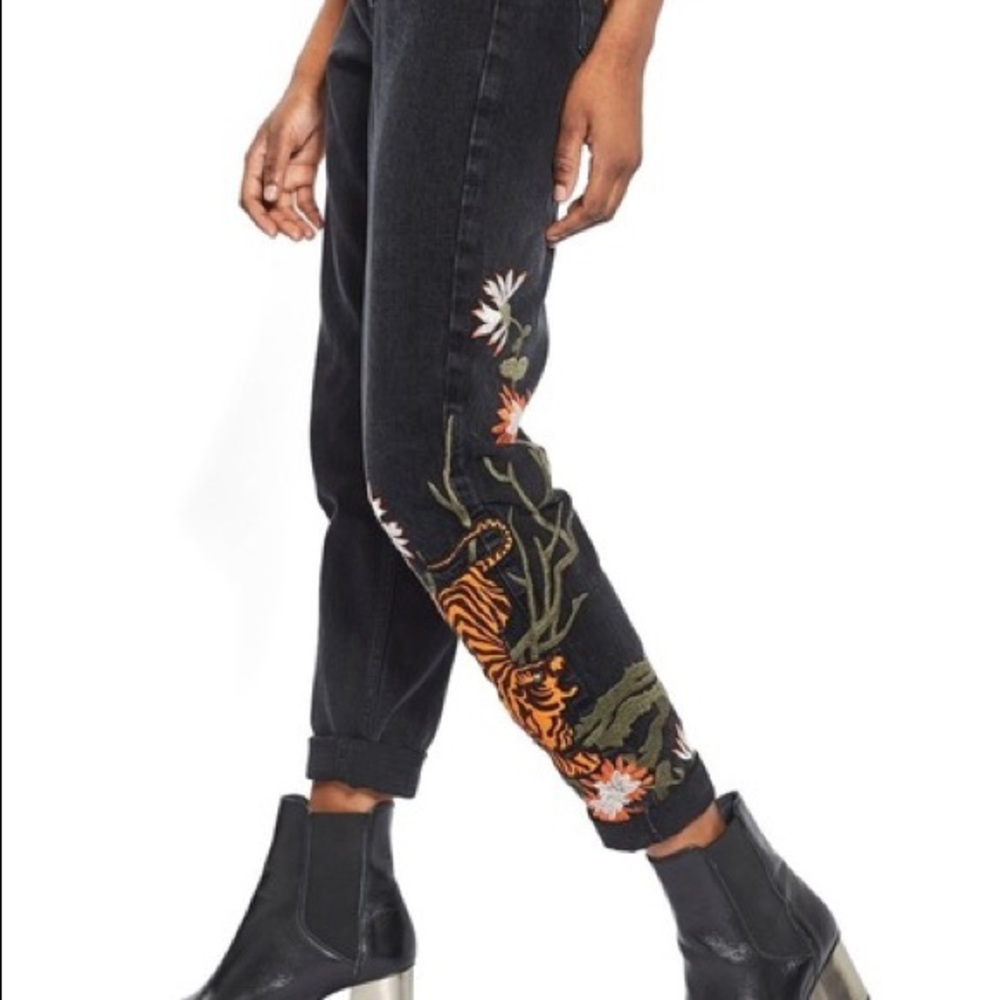 Topshop tiger printed mom jeans